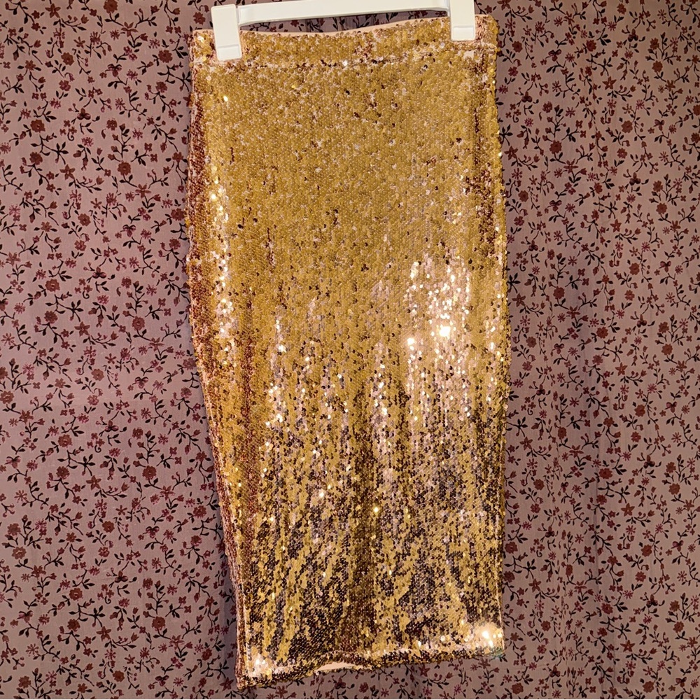 Windsor Rose Gold Sequin Women's Mid Pencil Skirt